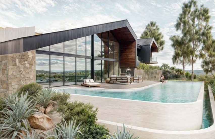Terraza y piscina · visualización
